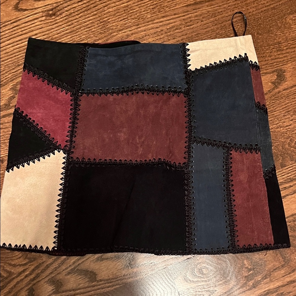 Zara Patchwork faux Suede Skirt - Multicolor